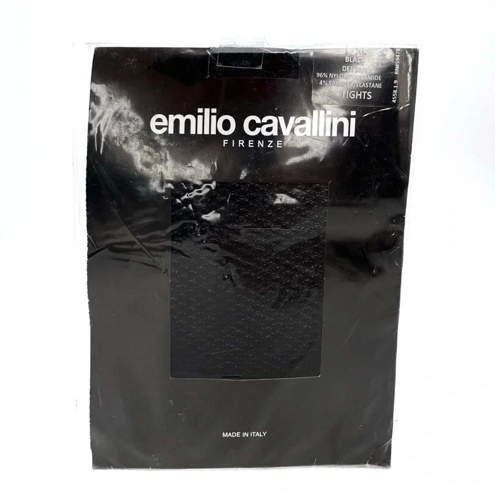 Emilio Cavallini Black Tights Size L/XL Textured Patterned Den 30/80 New NWT